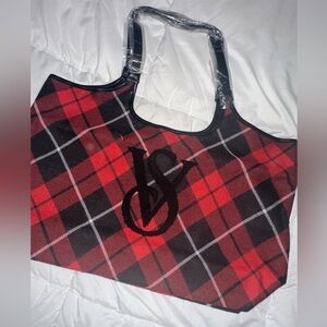 Victoria's Secret Black and Red Checkered Tote NWT